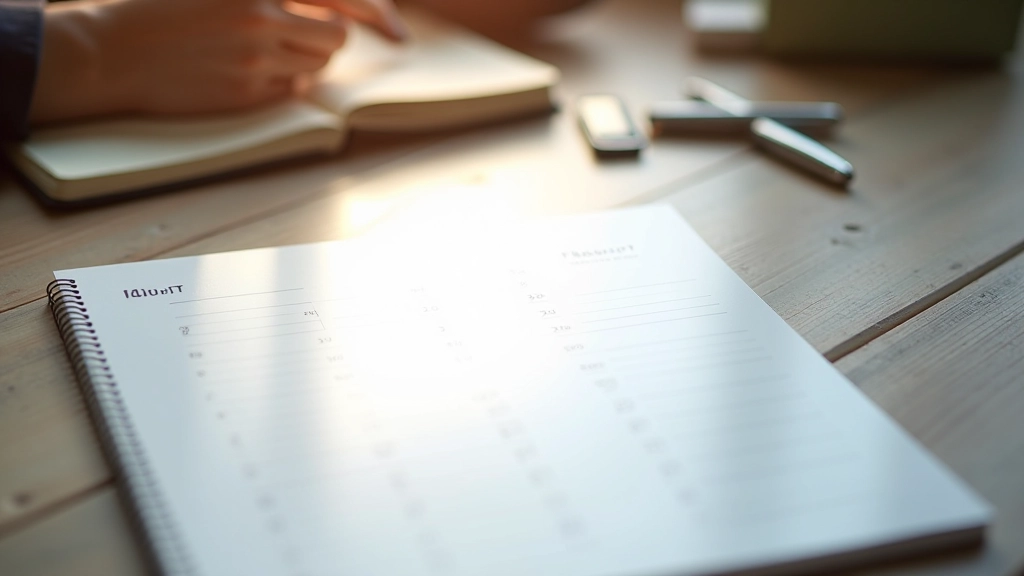 Calendar marked with follow-up dates, planning notebook, and contact management notes